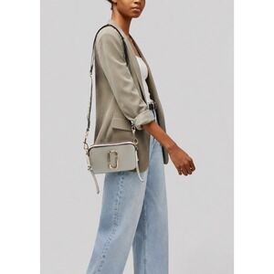 MARC JACOBS Snapshot Camera Bag Gray Pink Crossbody Logo Strap Leather Dust Bag